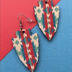 Aztec “Desert Horizon” Arrowhead Wood Earrings